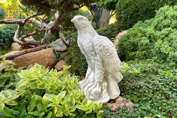 Скульптура  Сокол сидит на камне