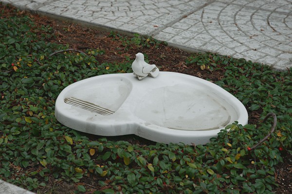 Вазон-поилка с птичкой