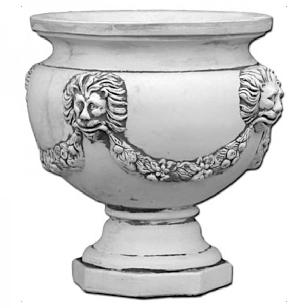 Вазон античный, круглый, с орнаментом, на ножке