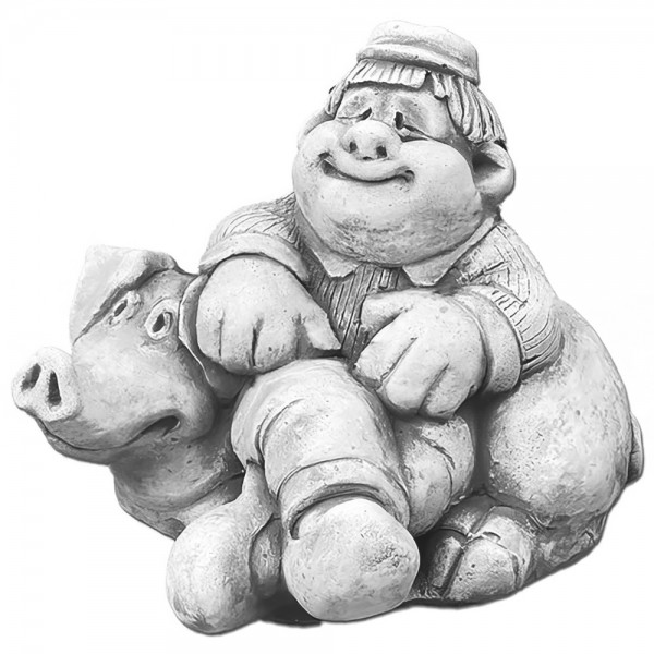 Скульптура декоративная Фермер с поросенком