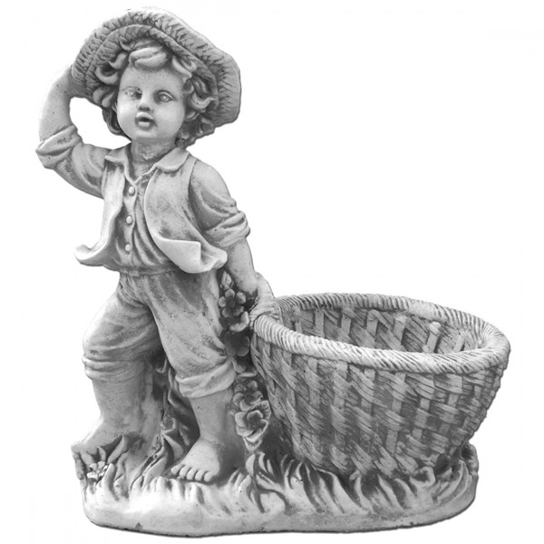 Скульптура современная Мальчик тащит корзинку