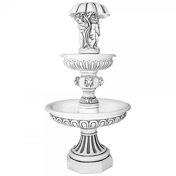 Фонтан скульптурный Девочка и мальчик под зонтом 2 чаши